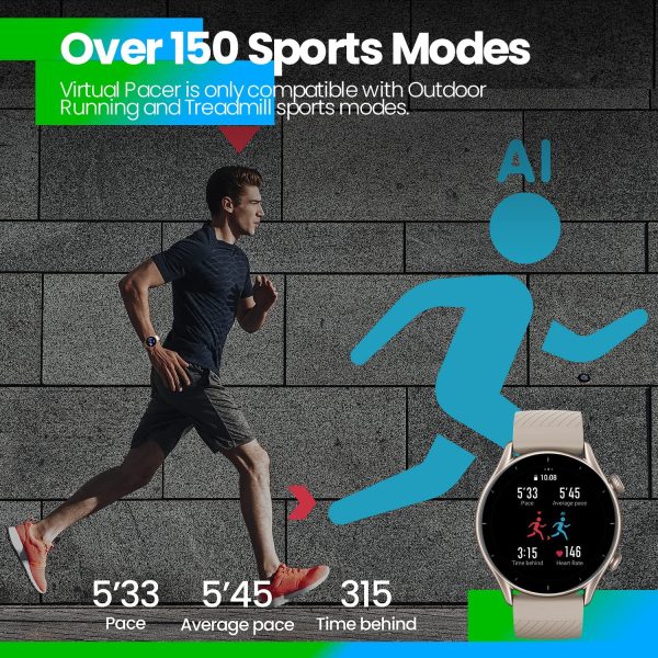 91V5UB6IceL._AC_SL1500_ Amazfit GTR 3 Smart Watch for Android Phone iPhone with Alexa, GPS Fitness Tracker with 150 Sports Modes, 21-Day Battery Life, 1.39” AMOLED Display, Blood Oxygen Heart Rate Tracking, Waterproof, Moonlight Gray - Image 5