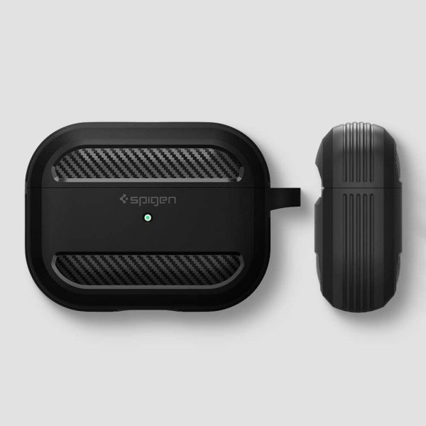 Apple AirPods Pro (2019) Case Spigen Rugged Armor - Matte Black - ASD00540 - Image 2