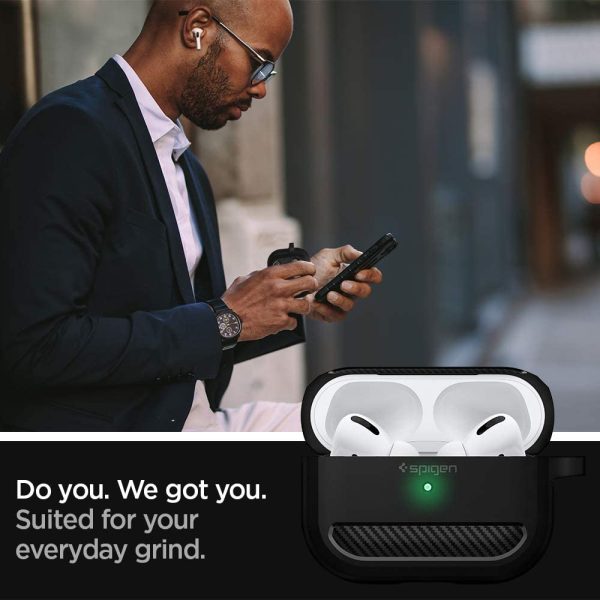 Apple AirPods Pro (2019) Case Spigen Rugged Armor - Matte Black - ASD00540 - Image 4