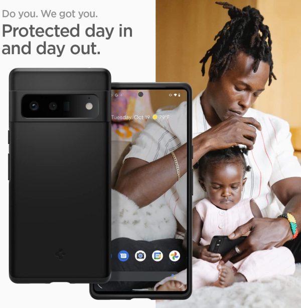 Google Pixel 6 Pro Thin Fit Slim Case by Spigen ACS03454 - Matte Black - Image 2