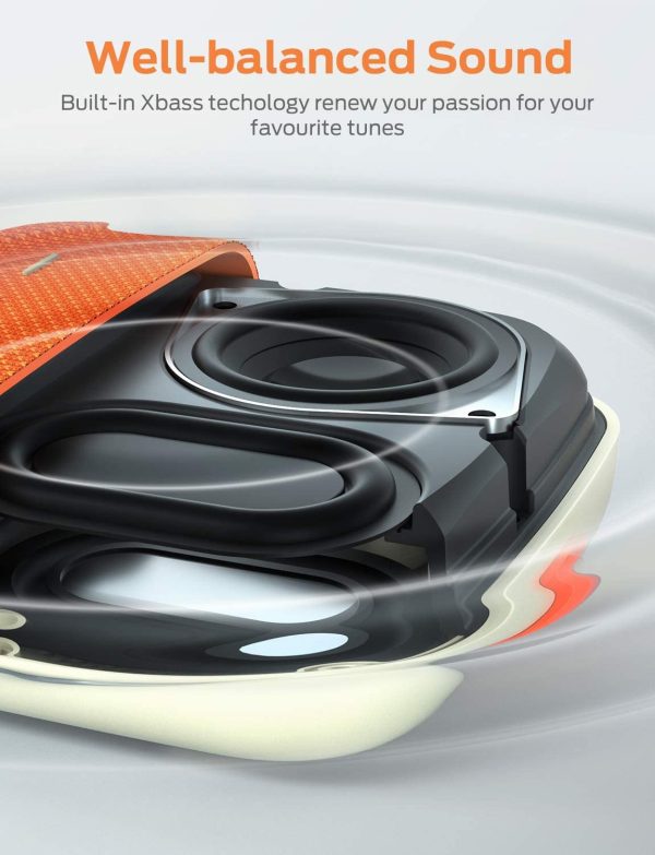 Tribit StormBox Micro 360° Full Surround Sound, Enhanced Bass, Wireless Dual Pairing, IPX7 Waterproof, 10-Hour Playtime - Orange - Image 6