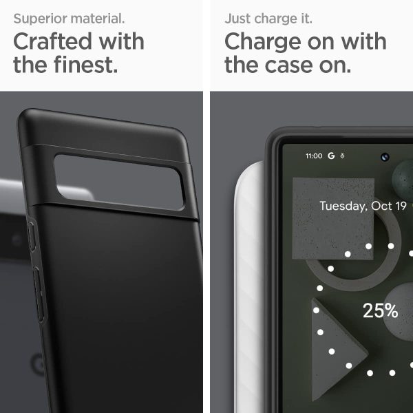 Google Pixel 6 Pro Thin Fit Slim Case by Spigen ACS03454 - Matte Black - Image 3