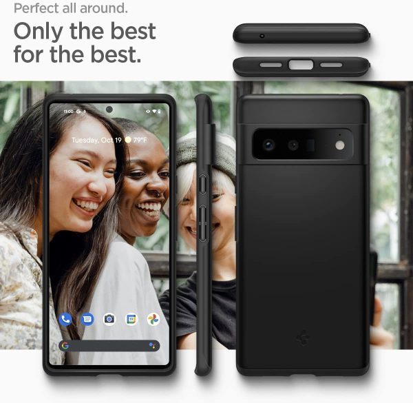 Google Pixel 6 Pro Thin Fit Slim Case by Spigen ACS03454 - Matte Black - Image 4