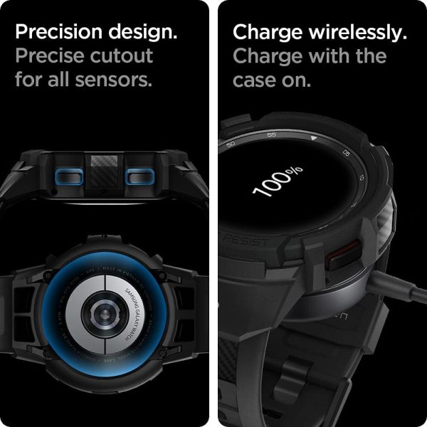 61x5NYLSAzL._AC_SL1000_ Galaxy Watch 4 Classic Band & Case for 46 mm Rugged Armor Pro - ACS03832 - Matte Black - Image 4