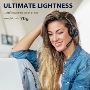 Tribit CallElite 81 Wireless Headset with Microphone, Tribit Bluetooth 5.0 Cell Phone Headphone Qualcomm QCC3020, AI Noise Canceling & CVC 8.0 for Home Office, Mute Button 50H Talk time, USB-A Dongle for PC - Image 6