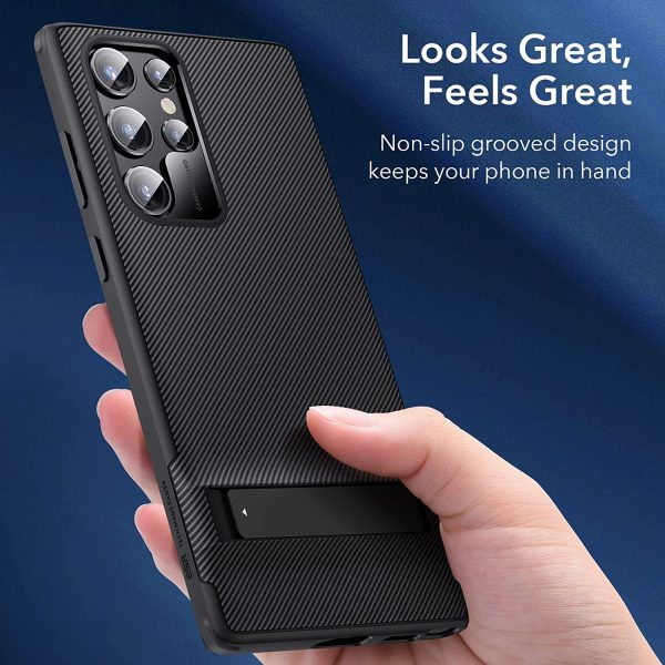 Galaxy S22 Ultra Air Shield Boost Back Case with Kickstand by ESR – Black - Image 4