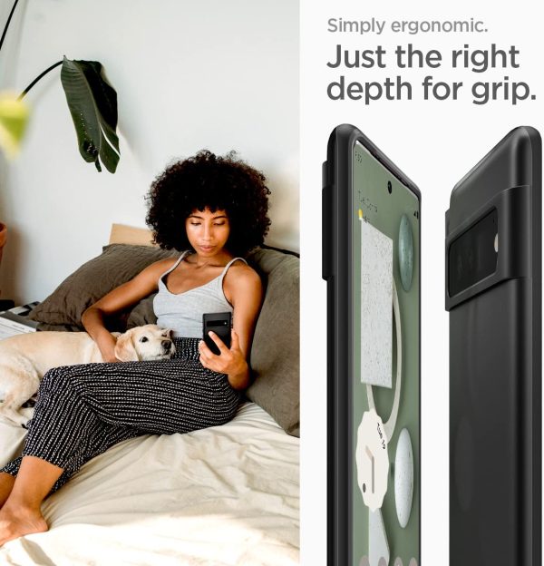 Google Pixel 6 Pro Thin Fit Slim Case by Spigen ACS03454 - Matte Black - Image 7