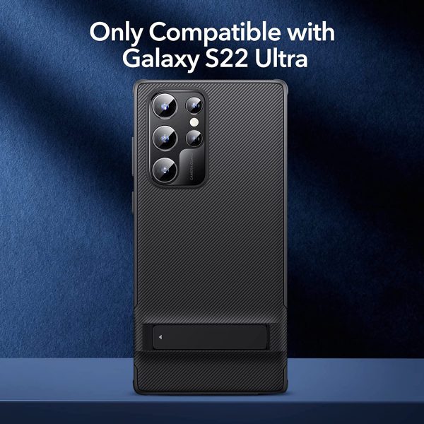 Galaxy S22 Ultra Air Shield Boost Back Case with Kickstand by ESR – Black - Image 5