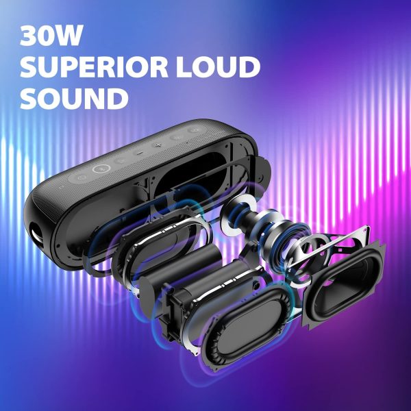 Tribit XSound Mega Portable Bluetooth Speaker 30W Loud Bass IPX7 Waterproof Wireless Speakers with Titanium Drivers LED Light Built-in Powerbank 20Hs Playtime Handle Strap for Camping Travel - Image 3