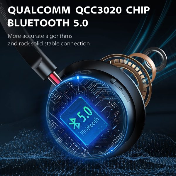 Tribit CallElite 81 Wireless Headset with Microphone, Tribit Bluetooth 5.0 Cell Phone Headphone Qualcomm QCC3020, AI Noise Canceling & CVC 8.0 for Home Office, Mute Button 50H Talk time, USB-A Dongle for PC - Image 4