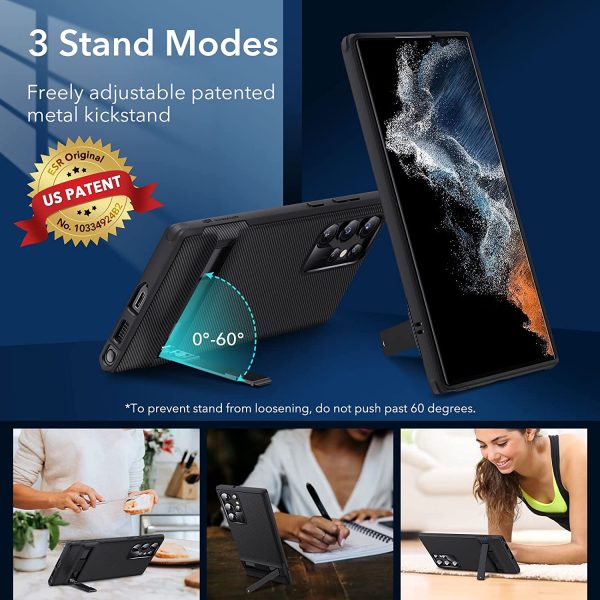 Galaxy S22 Ultra Air Shield Boost Back Case with Kickstand by ESR – Black - Image 8