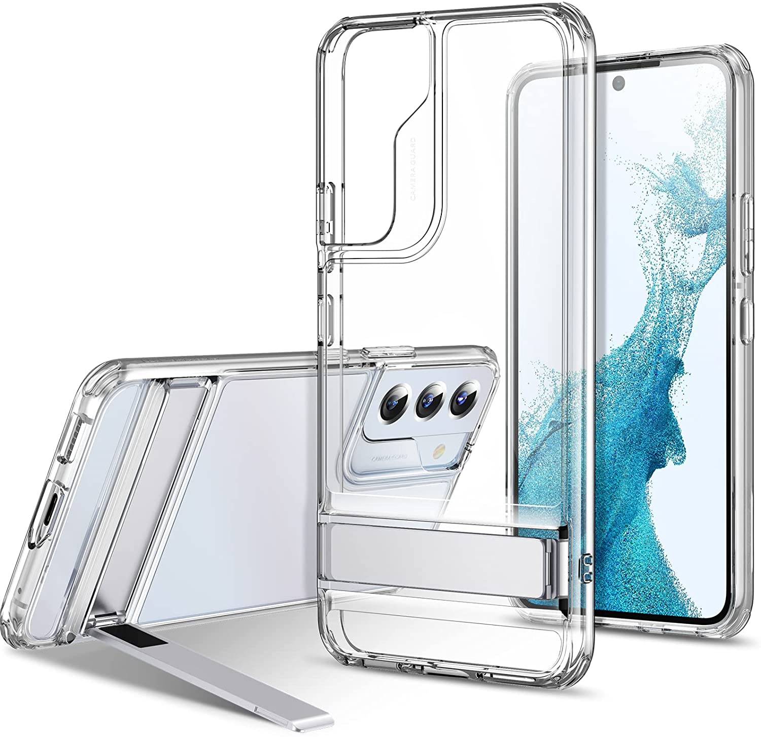 a Galaxy S22 Air Shield Boost Back Case with Kickstand by ESR – Crystal Clear - Image 1