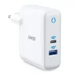 ANKER PowerPort Atom III 2 Port Charger 60W Total - 45W USB C & 15W USB A - White - A2322G21 - EU Plug