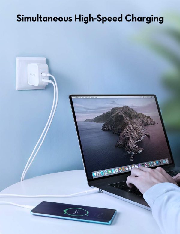 RAVpower PD Pioneer 65W GaN Tech USB C Wall Charger with USB C to USB C Cable - RP-PC133 - US Plug - Black - Image 2