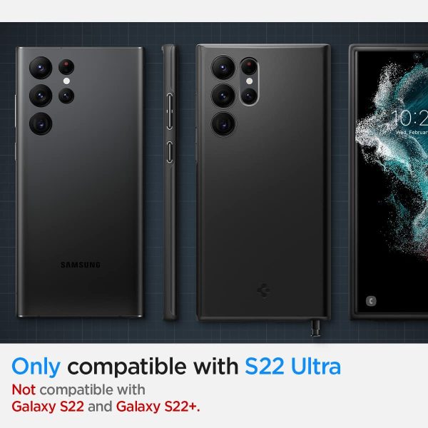 Galaxy S22 Ultra Thin Fit Case by Spigen - ACS03911 - Matte Black - Image 7