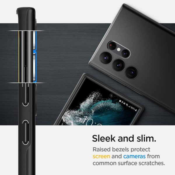 Galaxy S22 Ultra Thin Fit Case by Spigen - ACS03911 - Matte Black - Image 3