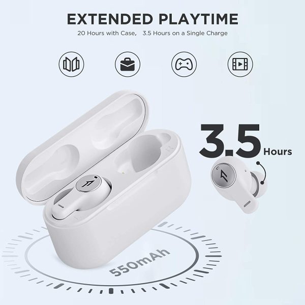 1More PistonBuds Bluetooth Headphone 5.0 with 4 Built-in Mics ENC for Clear Call, True Wireless Earbuds IPX4 with DNN, HiFi Stereo in-Ear Deep Bass Headset, Supports AAC&SBC, 24H - White - Image 2