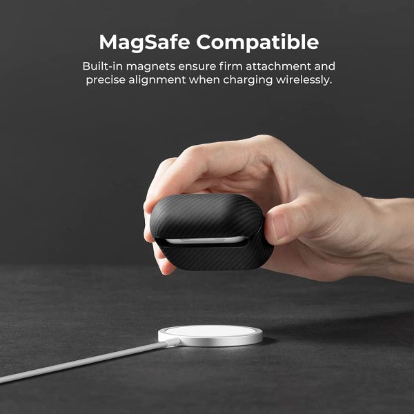 Airpods 3 MagEZ Case by PITAKA with Magnetic Wireless Charging Support Slim Fit Shockproof 600D Carbon Fiber Cover - Image 3