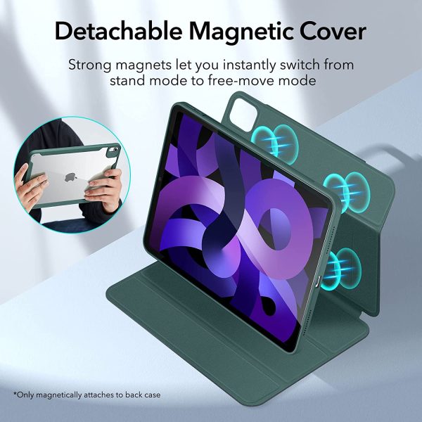 iPad Air 5 2022 Rebound Hybrid Case 360 Detachable Magnetic Cover, Adjustable Portrait / Landscape Stand, Pencil 2 Support, iPad Air 5/4 Case - Forest Green - Image 2