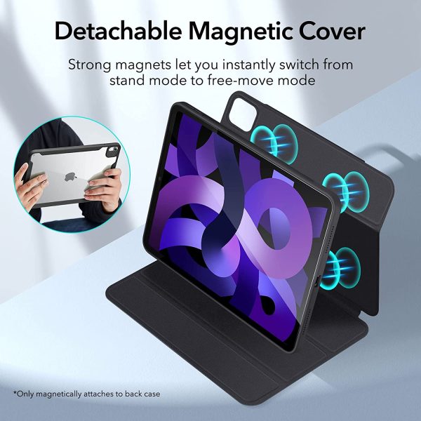 iPad Air 5 2022 Rebound Hybrid Case 360 Detachable Magnetic Cover, Adjustable Portrait / Landscape Stand, Pencil 2 Support, iPad Air 5/4 Case - Silver Gray - Image 9