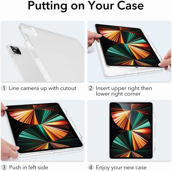 iPad Pro 12.9" 2022 / 2021 Project Zero Slim TPU Flexible Case with Pencil Holder - Matte Clear - Image 6