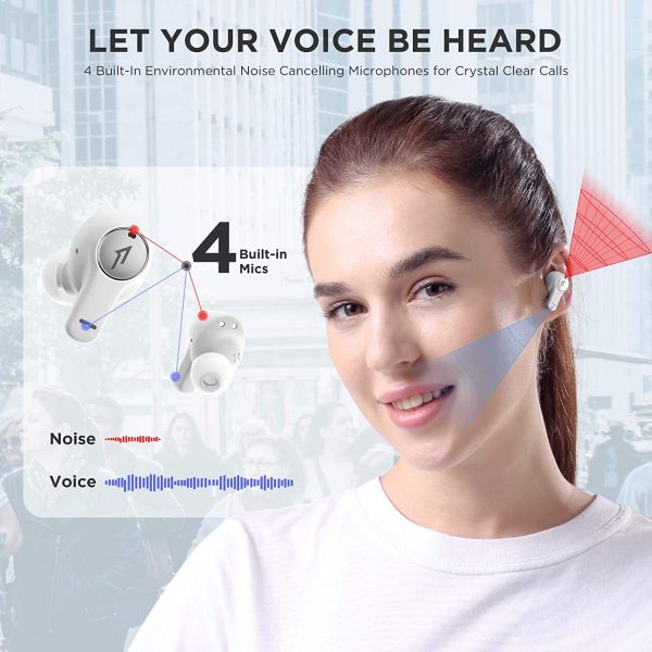 1More PistonBuds Bluetooth Headphone 5.0 with 4 Built-in Mics ENC for Clear Call, True Wireless Earbuds IPX4 with DNN, HiFi Stereo in-Ear Deep Bass Headset, Supports AAC&SBC, 24H - White - Image 4