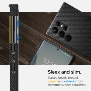 Galaxy S22 Ultra Liquid Air Case by Spigen ACS03915 - Matte Black - Image 6