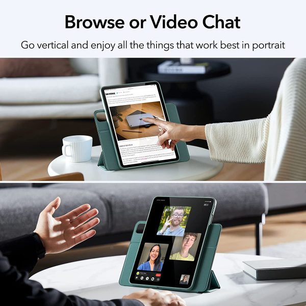 iPad Air 5 2022 Rebound Hybrid Case 360 Detachable Magnetic Cover, Adjustable Portrait / Landscape Stand, Pencil 2 Support, iPad Air 5/4 Case - Forest Green - Image 5