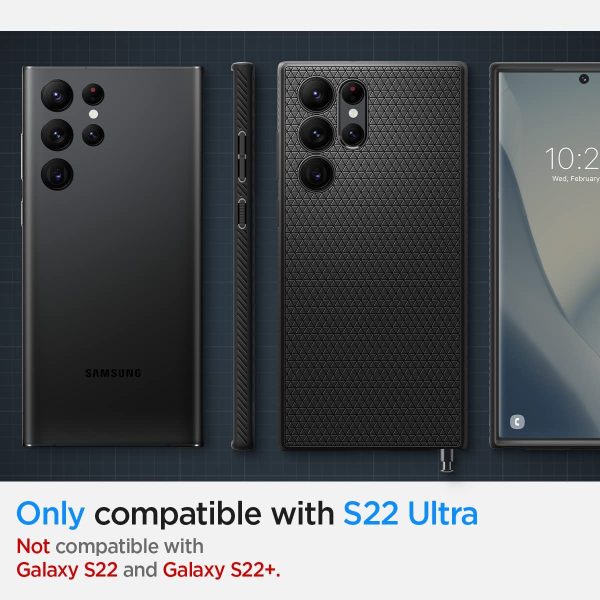 Galaxy S22 Ultra Liquid Air Case by Spigen ACS03915 - Matte Black - Image 5