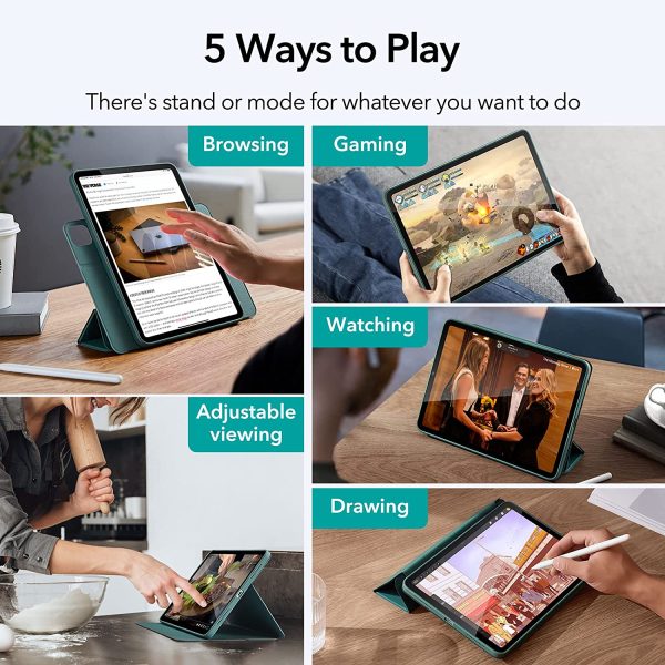 iPad Air 5 2022 Rebound Hybrid Case 360 Detachable Magnetic Cover, Adjustable Portrait / Landscape Stand, Pencil 2 Support, iPad Air 5/4 Case - Forest Green - Image 6