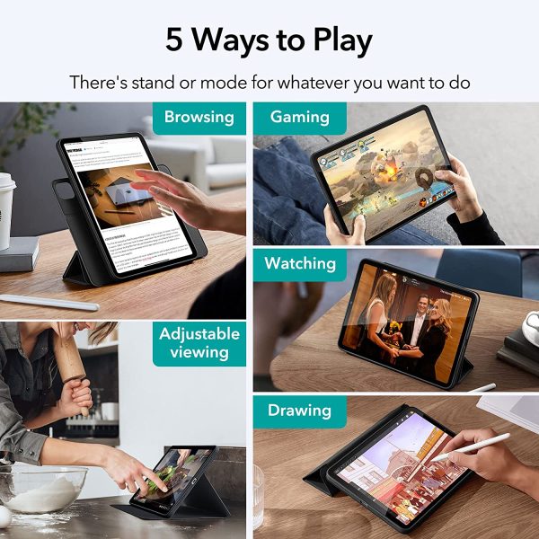 iPad Air 5 2022 Rebound Hybrid Case 360 Detachable Magnetic Cover, Adjustable Portrait / Landscape Stand, Pencil 2 Support, iPad Air 5/4 Case - Silver Gray - Image 8