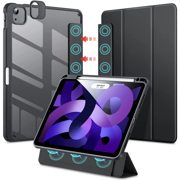iPad Air 5 2022 Rebound Hybrid Case Pro Stand Case with Detachable Cover & Pencil Holder - Black also for iPad Air 4 2020 / iPad Pro 11