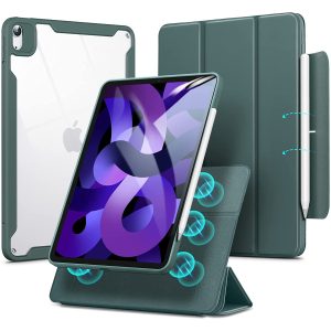 iPad Air 5 2022 Rebound Hybrid Case 360 Detachable Magnetic Cover, Adjustable Portrait / Landscape Stand, Pencil 2 Support, iPad Air 5/4 Case - Forest Green