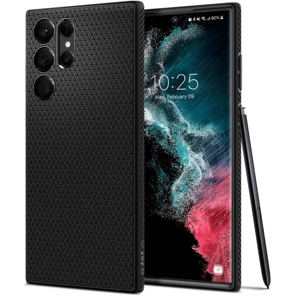 Galaxy S22 Ultra Liquid Air Case by Spigen ACS03915 - Matte Black - Image 1