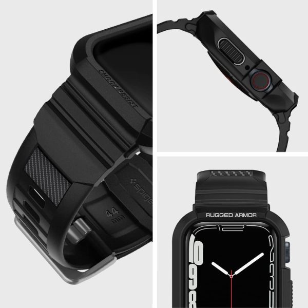Apple Watch Band & Case Spigen Rugged Armor Pro for 41mm Series 7 / 40 mm Series 6 / 5 / 4 - Matte Black - ACS00546 - Image 6