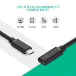 UGREEN USB Type C Extension Cable - Extender Male to Female USB 3.2(10Gbps) Fast Charging Thunderbolt 3 Compatible - 1.5 feet - 0.5m - 40574 - Image 4