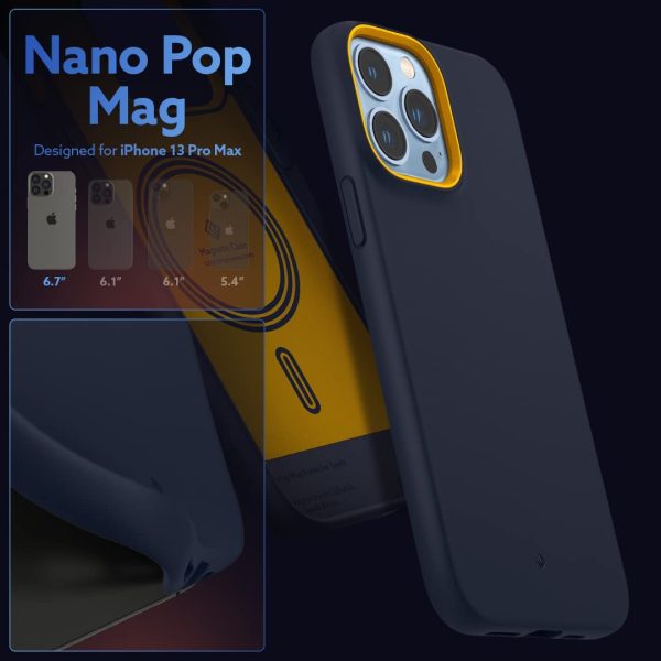 iPhone 13 Pro Max NanoPop Mag Dual tone Liquid Silicone Case by Caseology Magsafe Enabled - Blueberry Navy - ACS03909 - Image 8