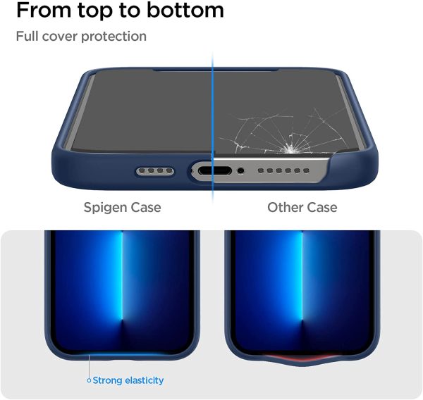Apple iPhone 13 Pro Max Silicone Fit Soft Case by Spigen - ACS03231 - Navy Blue - Image 6