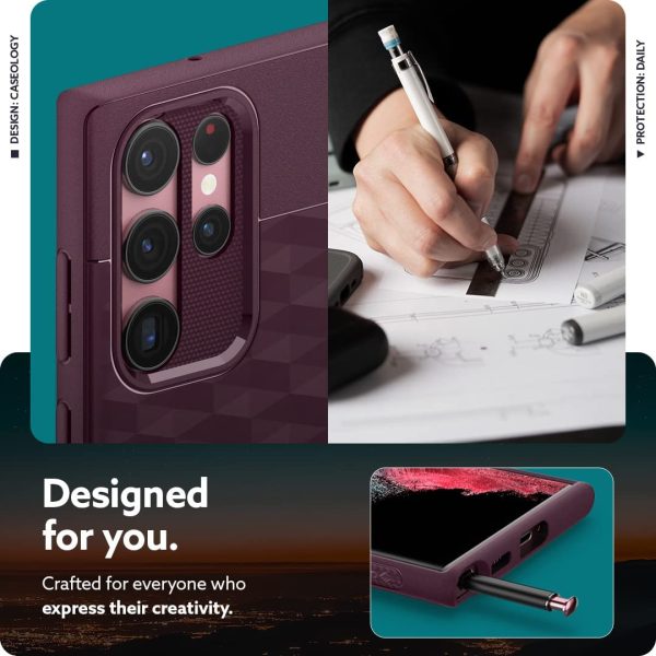 Galaxy S22 Ultra Parallax Protective Case by Caseology - Burgundy - ACS03941 - Image 7