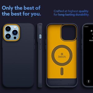iPhone 13 Pro Max NanoPop Mag Dual tone Liquid Silicone Case by Caseology Magsafe Enabled - Blueberry Navy - ACS03909 - Image 12