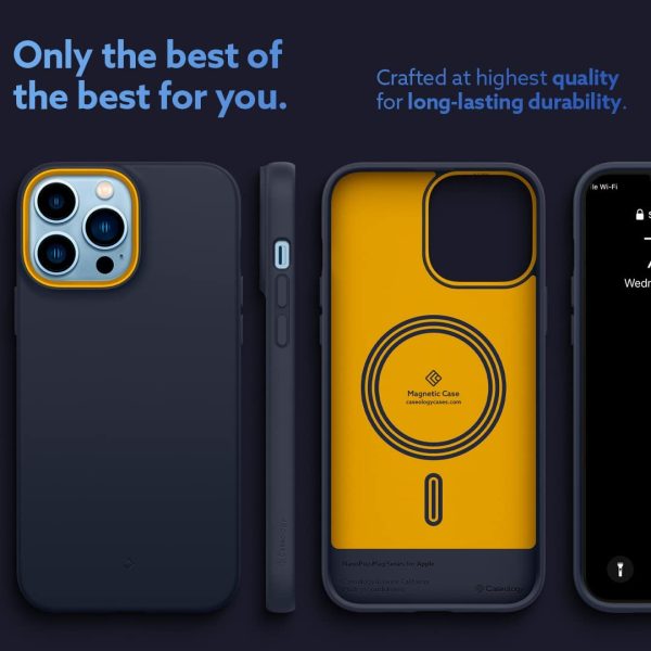 613Qp2QGgzL._AC_SL1080_ iPhone 13 Pro NanoPop Mag Dual tone Liquid Silicone Case by Caseology Magsafe Enabled - Blueberry Navy - ACS03910 - Image 5