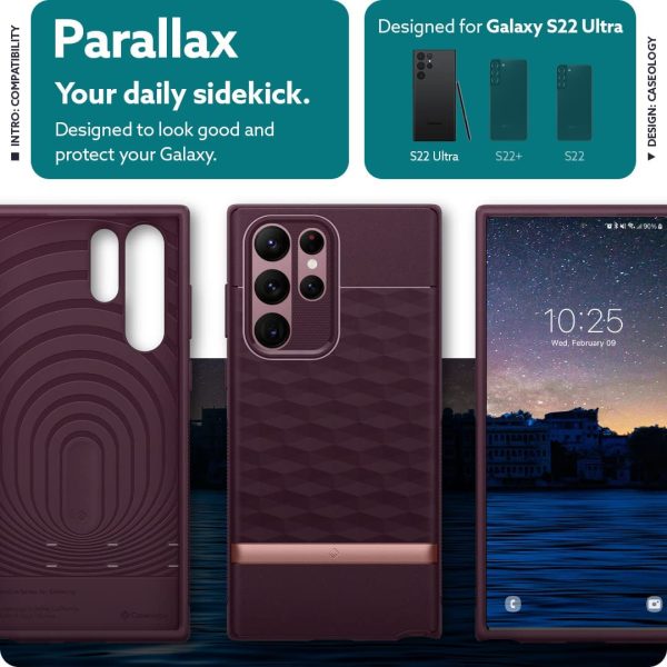 Galaxy S22 Ultra Parallax Protective Case by Caseology - Burgundy - ACS03941 - Image 9