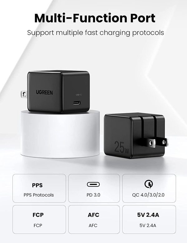 UGREEN 25W PD Wall Charger USB C Super Fast Charger with 6.6FT USB C to USB C Fast Charging Cable Compatible with Samsung Galaxy S22/S21/S21 Ultra/S10/Note 20/Note 10/Z Flip/Z Fold, iPad Mini 6 - 50576 - Image 2