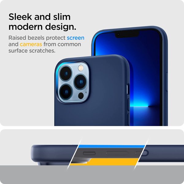 Apple iPhone 13 Pro Max Silicone Fit Soft Case by Spigen - ACS03231 - Navy Blue - Image 4