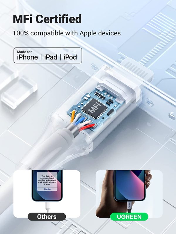 UGREEN Headphones Adapter for Apple MFi Certified iPhone Lightning to 3.5mm Jack Converter - 10 cm - Red - 70507 - Image 2