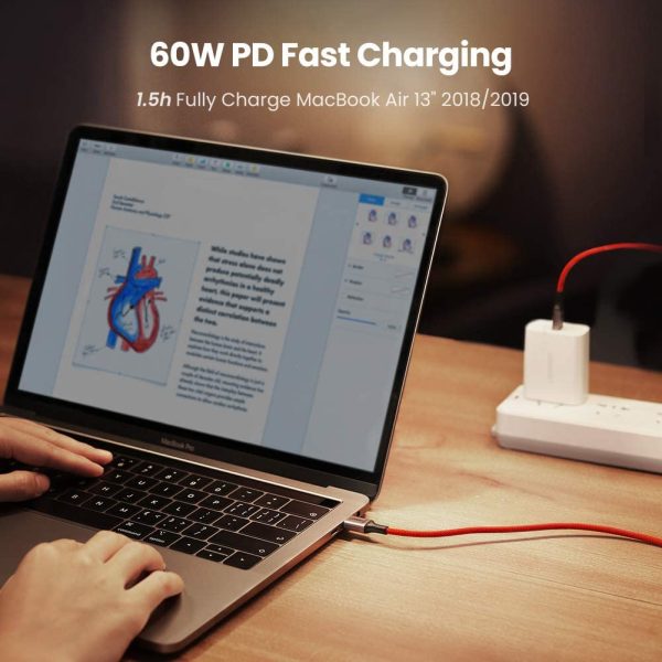 UGREEN USB-C to USB-C Cable USB Type C 60W Power Delivery PD Charging Cable - 3 Feet - Red - 60186 - Image 6
