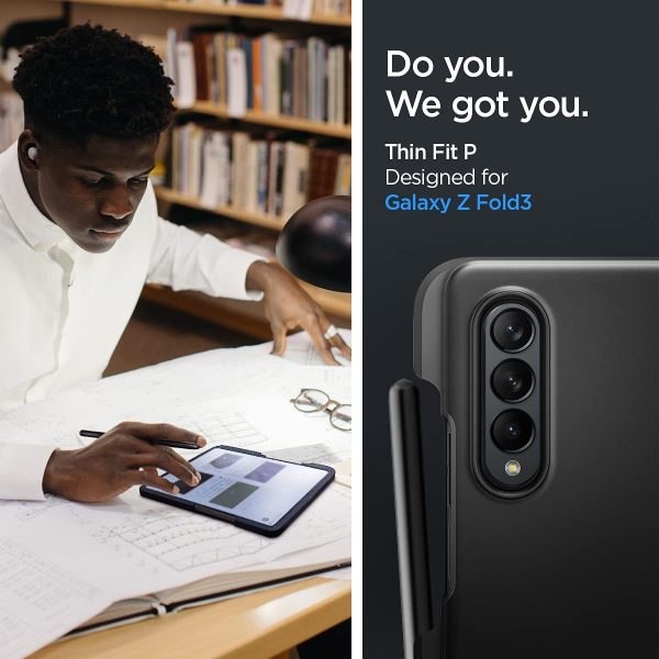 Galaxy Z Fold 3 Thin Fit P Case with S Pen Holder by Spigen - ACS03688 - Matte Black - Image 2