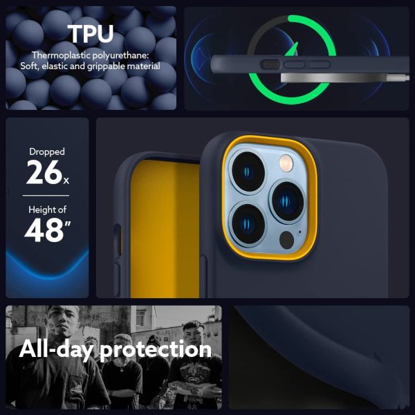 61cLVi4g85L._AC_SL1080_ iPhone 13 Pro NanoPop Mag Dual tone Liquid Silicone Case by Caseology Magsafe Enabled - Blueberry Navy - ACS03910 - Image 2