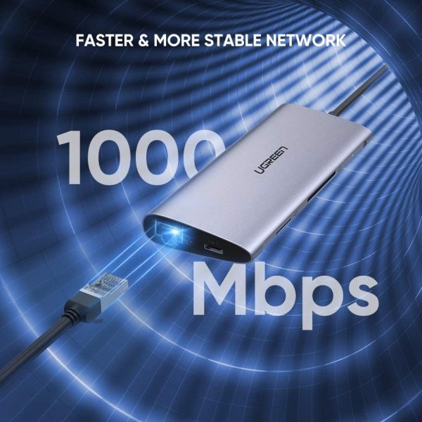 UGREEN USB C Hub 8 in 1 Multiport Adapter with HDMI, 3 x USB 3.0, Micro SD Card, SD Card, Ethernet & PD Charging Ports - 50538 - Image 3