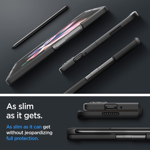 Galaxy Z Fold 3 Thin Fit P Case with S Pen Holder by Spigen - ACS03688 - Matte Black - Image 5